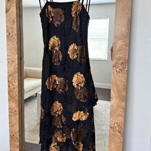 Vintage Eva Blue Beaded Floral Gown